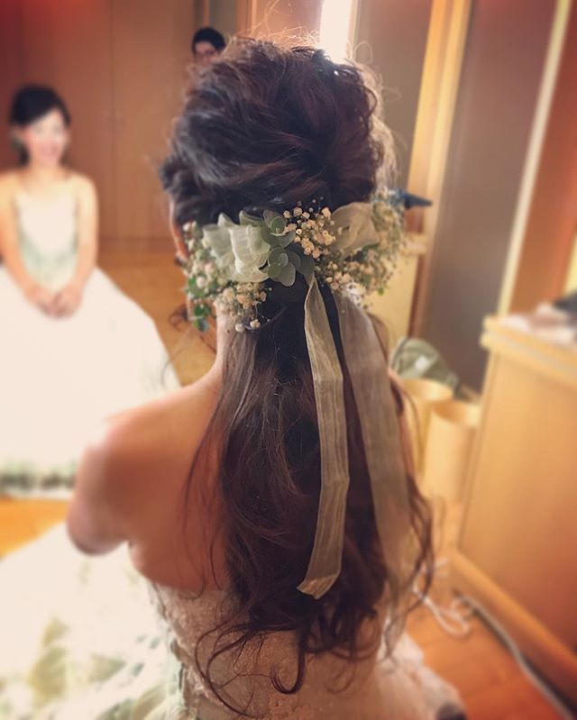 花嫁 髪型 かすみ草